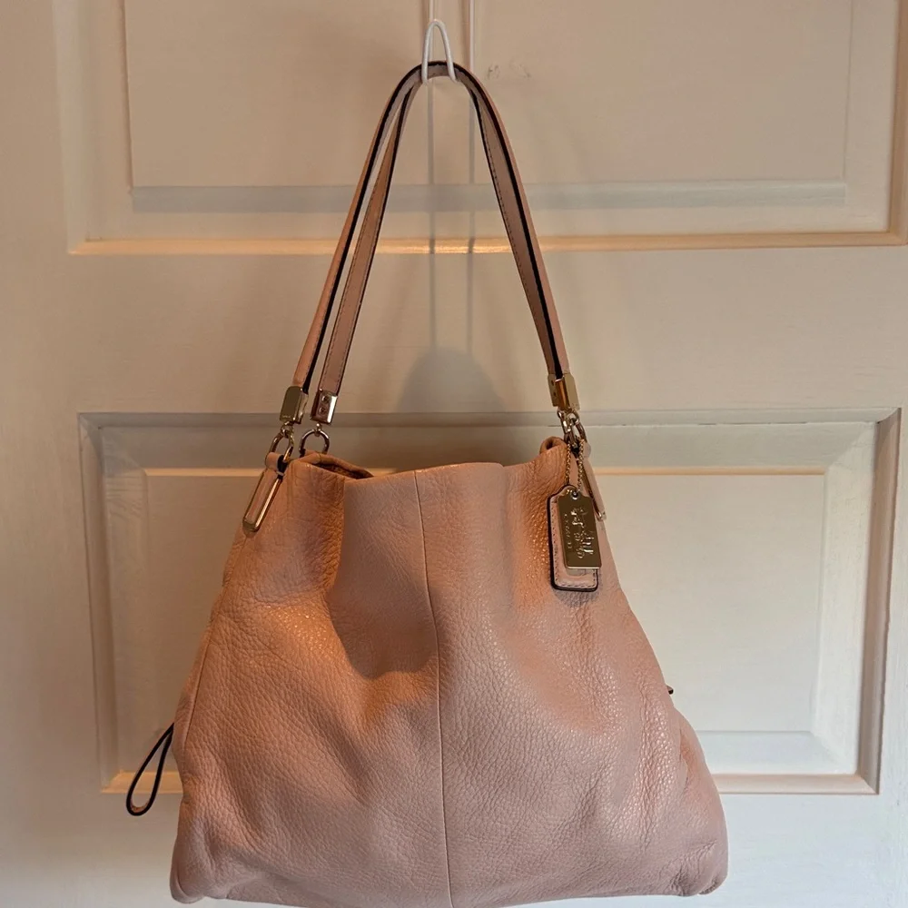 Coach Blush Leather Shoulder Hobo with Gold Hardware